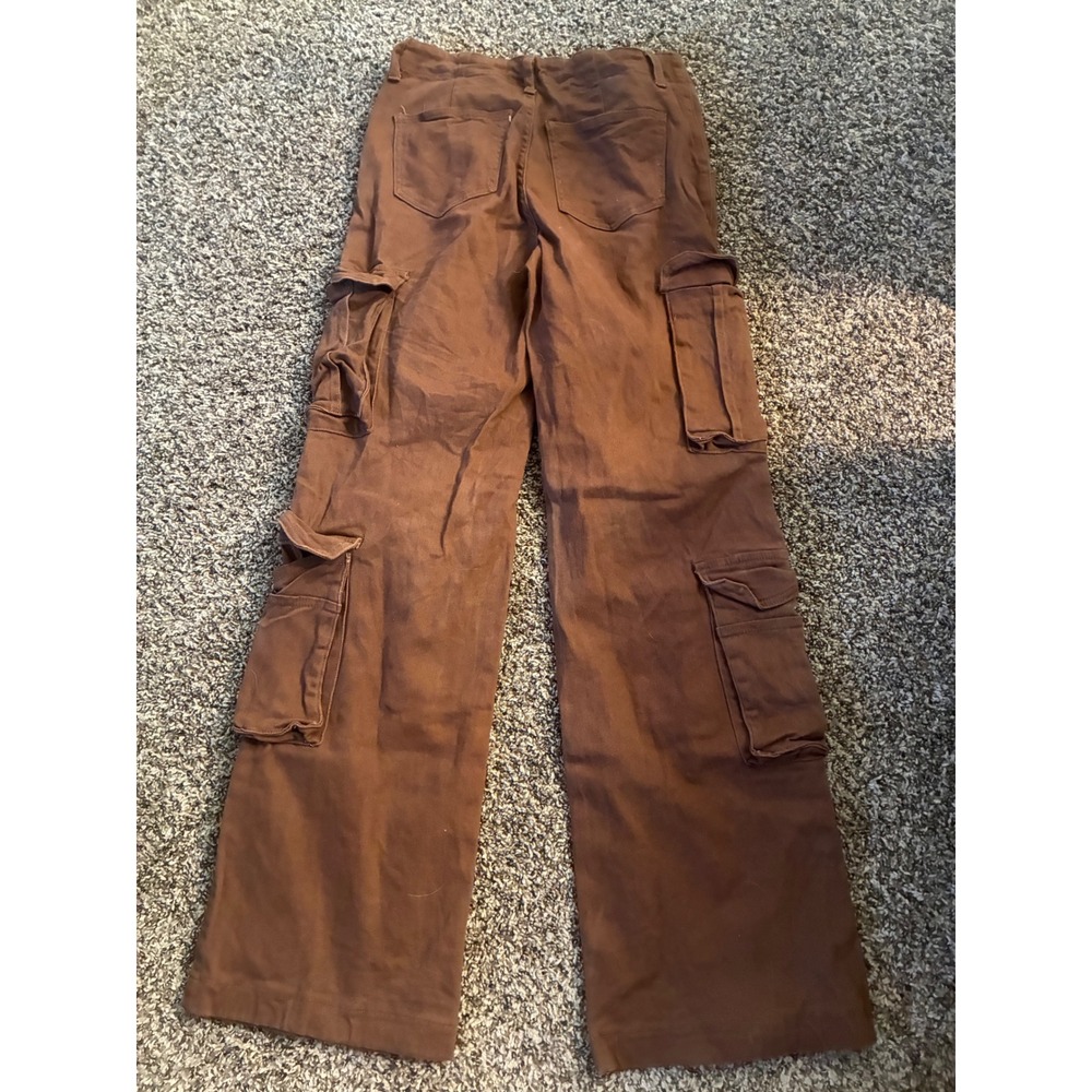 Machine Brown Wide Leg Cargo Pants Women Size 9 Utility Streetwear TT16